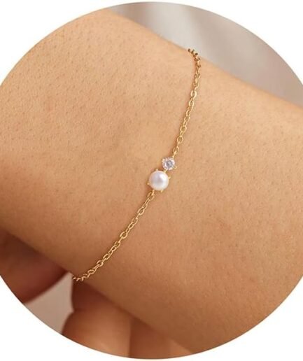 Gold Pearl Bracelets for Women Jewelry Gifts - 14K Gold Plated Cultured Pearls Bracelet Dainty Layered Pearl Beaded CZ Bracelets for Women Bridesmaid Jewelry Gifts