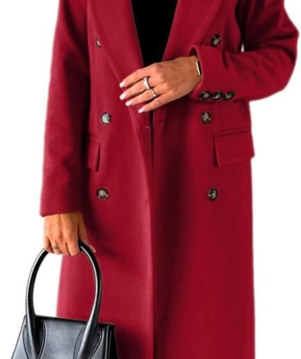 Womens Long Wool Coat Double Breasted Trench Coat Fall Winter Clothes