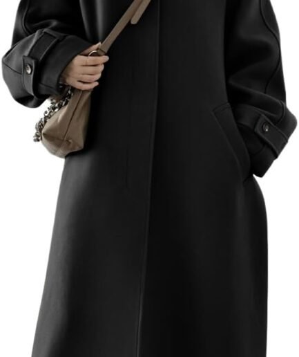 Women's Winter Hidden Single Breasted Wool Coat Raglan Sleeve Business Long Wool Overcoat