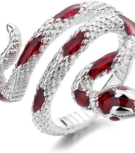 Snake Ring for Men Women, Animal Punk Rock Snake Enamel Glue Glazed Geometric Temperament Adjustable Opening Ring Gothic Costumes Vintage Jewelry For Men