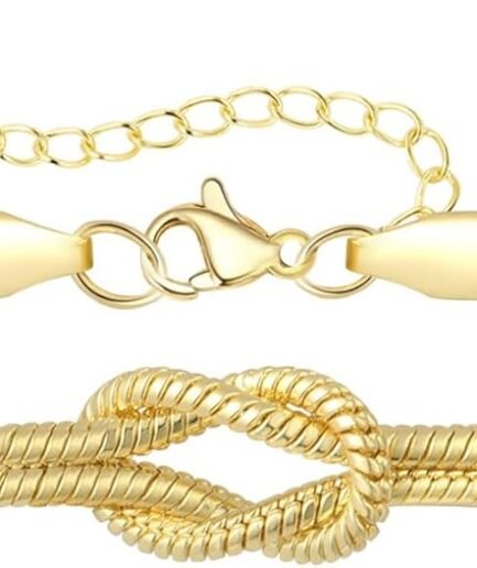 Valentines Day Gifts Silver Gold Bracelets for Women Trendy 14K Gold Plated Bracelet for Women Non Tarnish Dainty Stackable Heart Pearl Knot Beaded Bracelets Stack Set Charm Mothers Day Jewelry