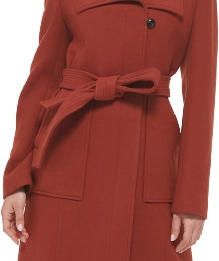 Women's Belted Coat Wool with Cuff Details