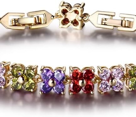 Fashion Tennis Bracelet for Women Cubic Zirconia Crystal Flower Multicolor Bracelet