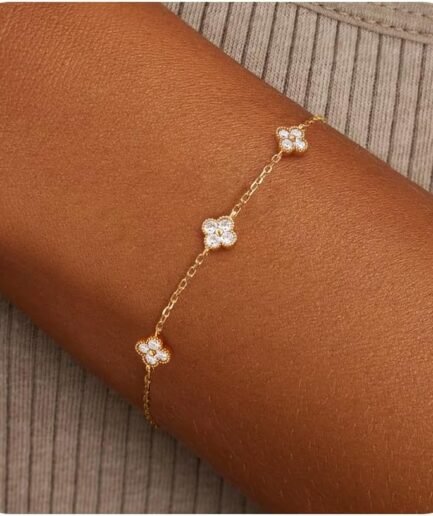 Birthstone Gold Clover Bracelet Dainty 14K Gold Plated Cute Friendship Stackable Bracelets for Women No Tarnish Trendy Charm Best Friend Bracelet Stack for Birthday Jewelry