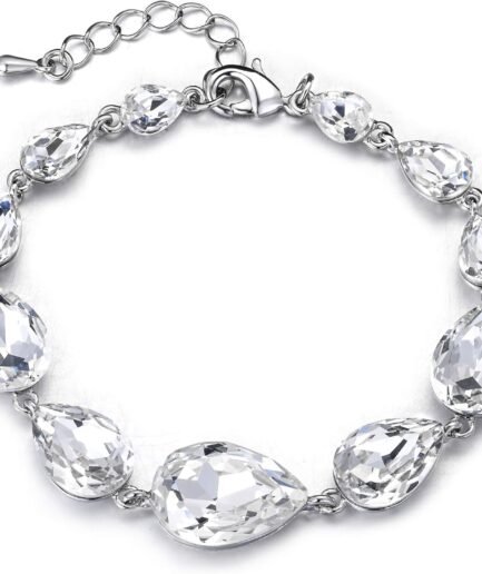Shiny Gorgeous Women's Crystal Multi Teardrop Cluster Link Bracelet for Wedding Bridal Party Prom